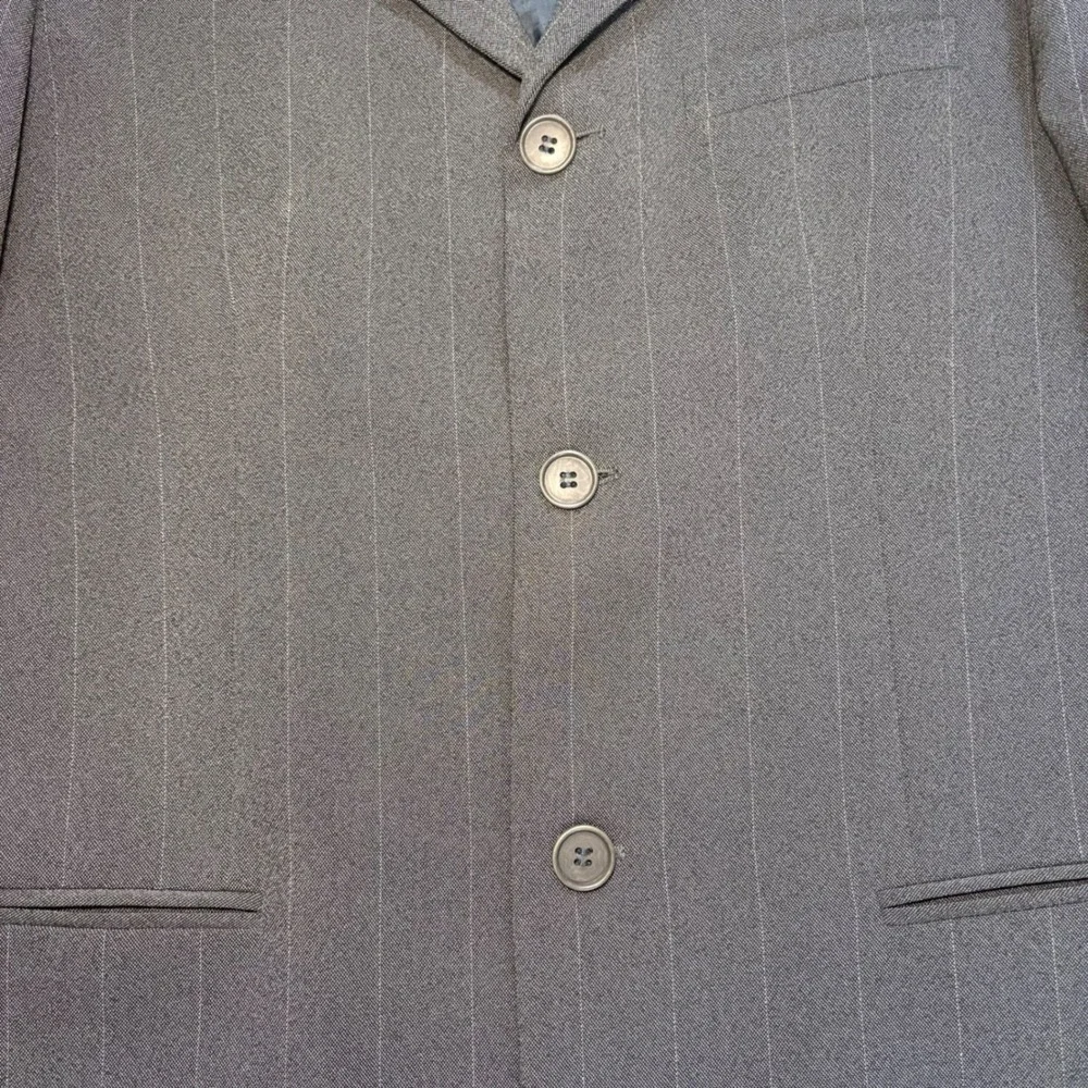 VTG Emporio Armani Italian Sport Coat Blazer Gray‎ Stripes Mens Size 42 Luxury